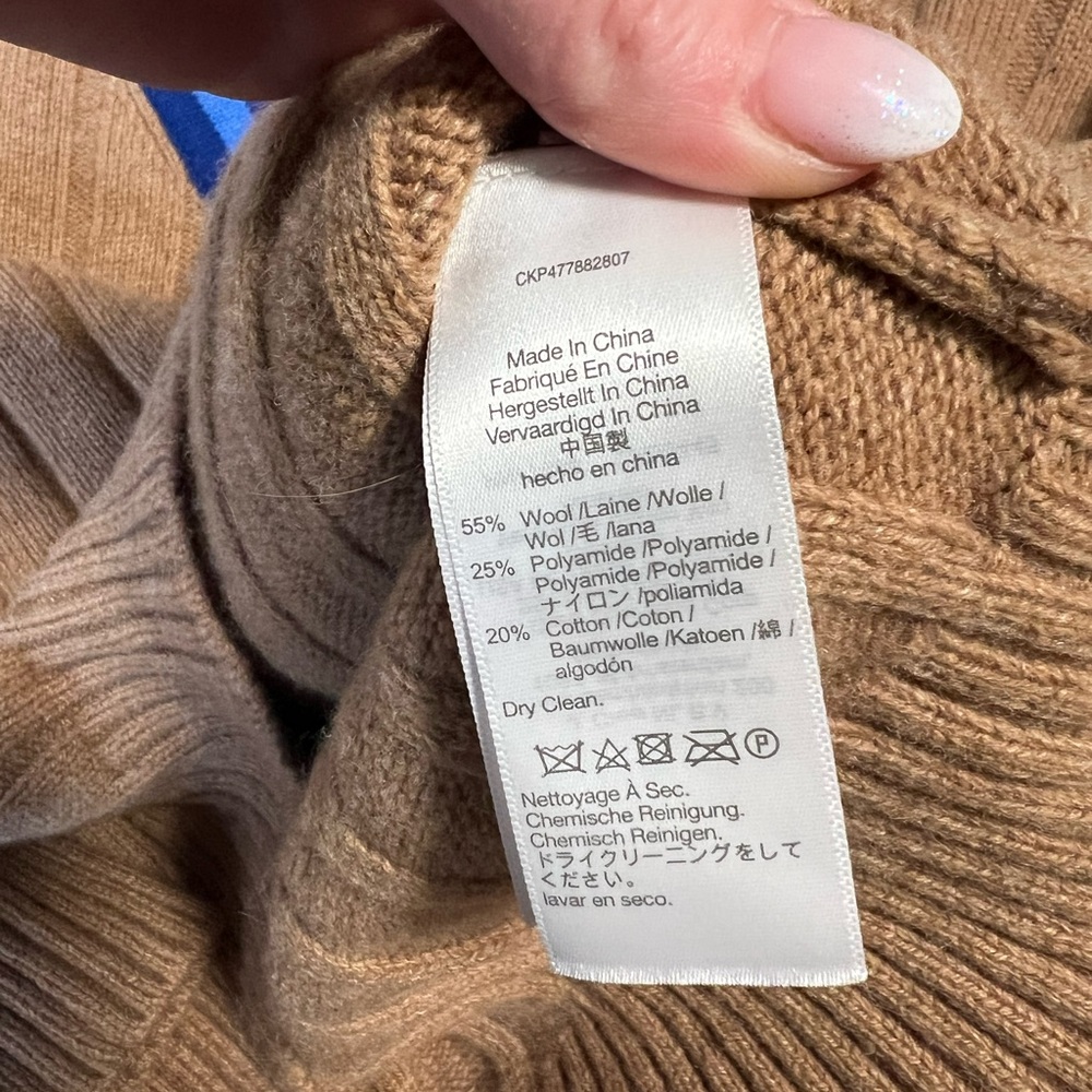 Madewell V-Neck Sweater - Tan and Blue - Picture 6 of 6